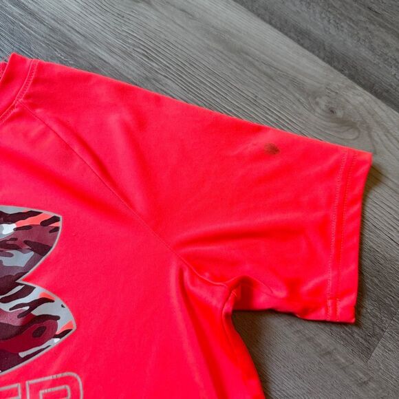 Under Armour Neon Orange Camo Shirt Youth Medium Loose Fit - Picture 5 of 9